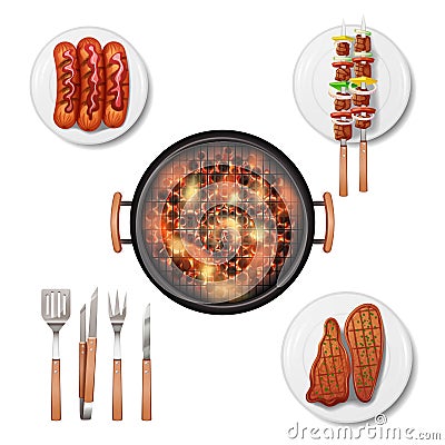 Bbq Grill Set Vector Illustration