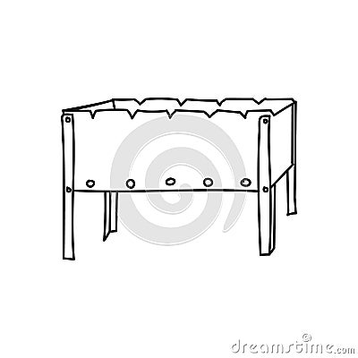 BBQ grill vector line icon isolated on white background. Doodle single element for use as a sign or symbol Vector Illustration