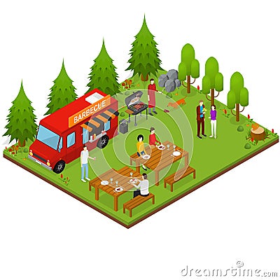 Bbq Isometric View. Vector Vector Illustration