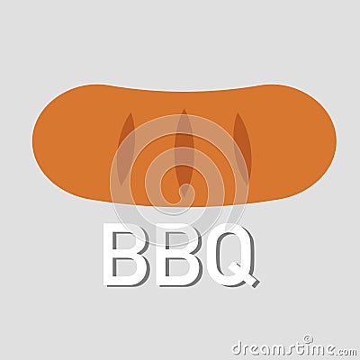 Bbq lets grill some sausage grey background Vector Illustration