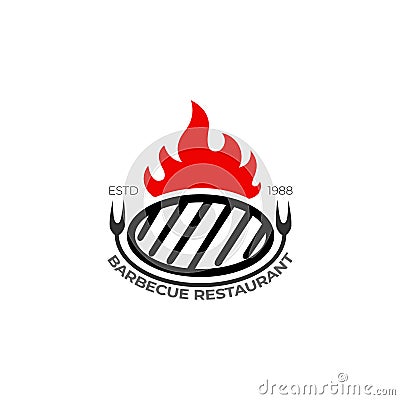 BBQ logo and grill design vintage, premium logo template Vector Illustration