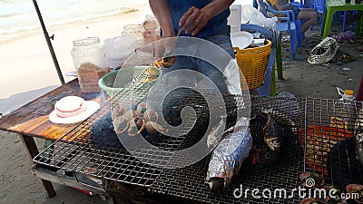 BBQ outdoor kitchen at the beach. Stock Photo