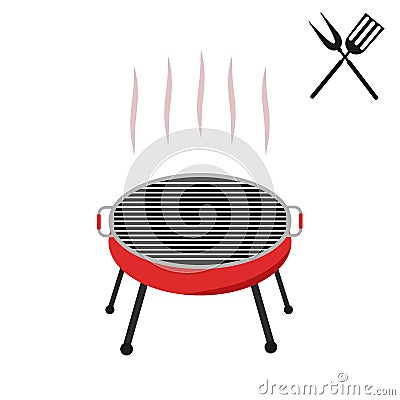 BBQ party icon isolated on white background. Barbeque grill concept. Cookout. Vector flat design Vector Illustration