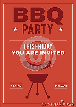 BBQ Party Invite Poster of Invitation Card Vector Illustration