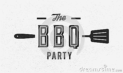 BBQ party logo design template. Barbecue party poster for restaurant, steak house, grill, bbq, cooking and food business. Vintage Vector Illustration