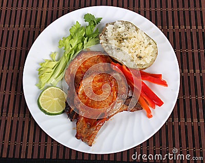 Bbq pork chop Stock Photo