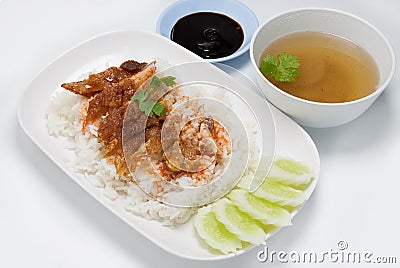 BBQ Pork and Crispy Pork with Rice. Closeup Useful as background Stock Photo