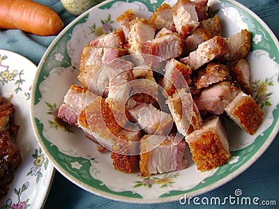 Crispy Roast Pork Belly Stock Photo