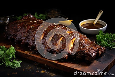 bbq ribs glazed with a brown sugar and mustard sauce Stock Photo