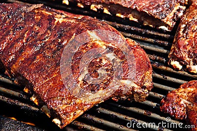 BBQ Ribs on Grill Stock Photo