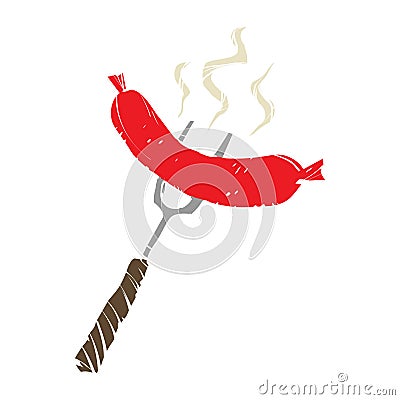 BBQ Sausage Fork Vector Illustration