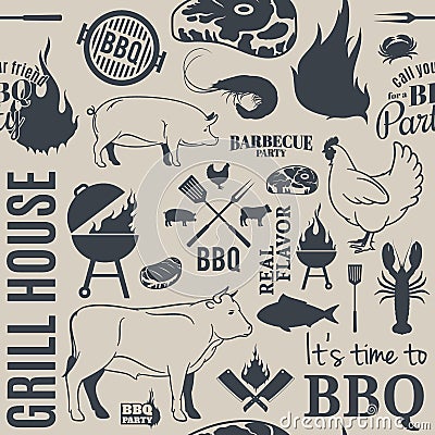 BBQ Seamless Pattern Vector Illustration