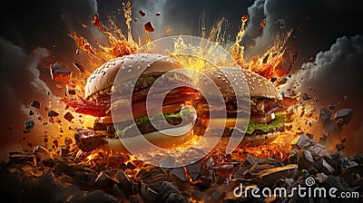 BBQ Smash Burgers exploding with taste and flavour Stock Photo