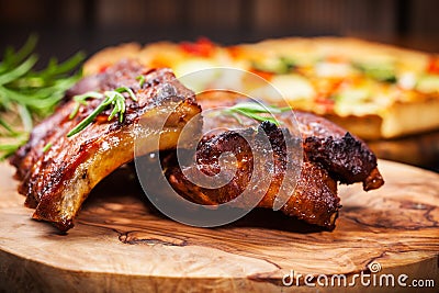 BBQ spare ribs with herbs Stock Photo