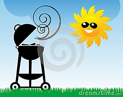 BBQ and Sun Vector Illustration