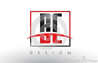 BC B C Logo Letters with Red and Black Colors and Swoosh. Vector Illustration