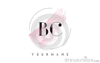 BC B C Watercolor Letter Logo Design with Circular Brush Pattern Vector Illustration