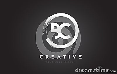 BC Circular Letter Logo with Circle Brush Design and Black Background. Vector Illustration