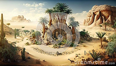 10000 BC desertic landscape background Stock Photo