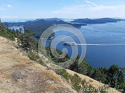 BC Ferries entering Active Pass in British Columbia Editorial Stock Photo