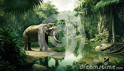 10000 BC tropical forest background Stock Photo