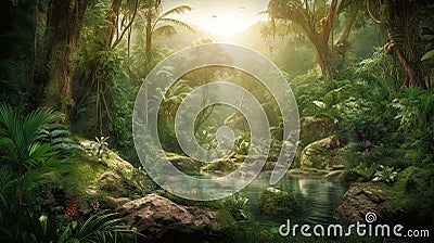 10000 BC tropical forest background Stock Photo