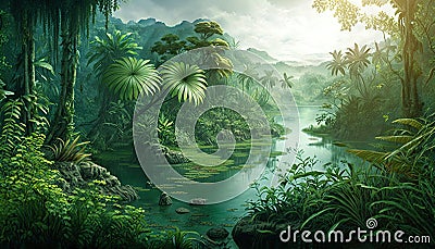10000 BC tropical forest background Stock Photo