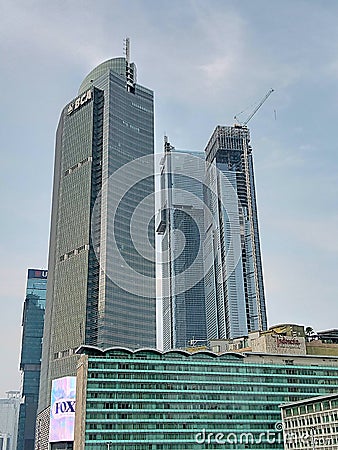 The BCA tower and the Thamrin Nine Tower Project Editorial Stock Photo