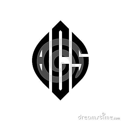 BCS circle letter logo design with circle and ellipse shape. BCS ellipse letters with typographic style. The three initials form a Vector Illustration