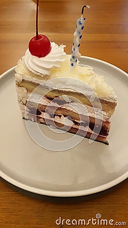 Bday cake slice Stock Photo