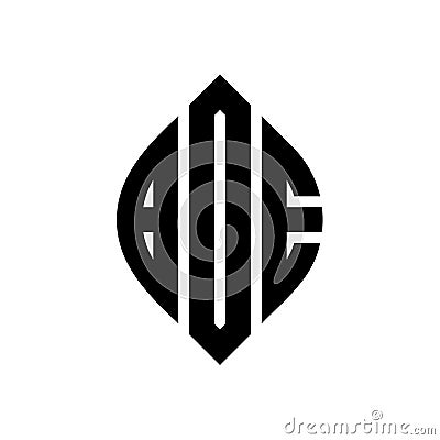 BDE circle letter logo design with circle and ellipse shape. BDE ellipse letters with typographic style. The three initials form a Vector Illustration