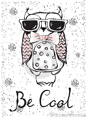 Be cool owl Vector Illustration