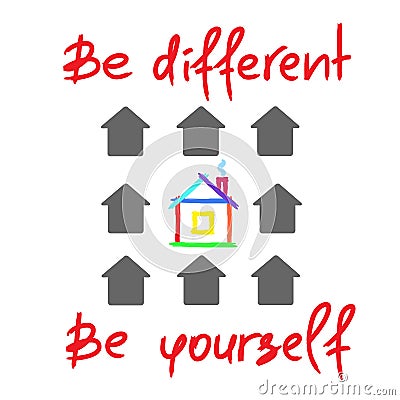 Be different, Be yourself - handwritten motivational quote. Print for inspiring poster, t-shirt, Stock Photo