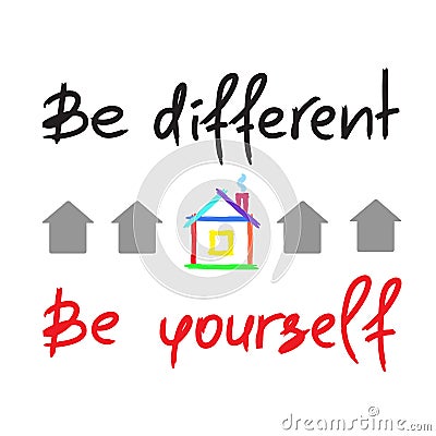 Be different, Be yourself - handwritten motivational quote. Stock Photo