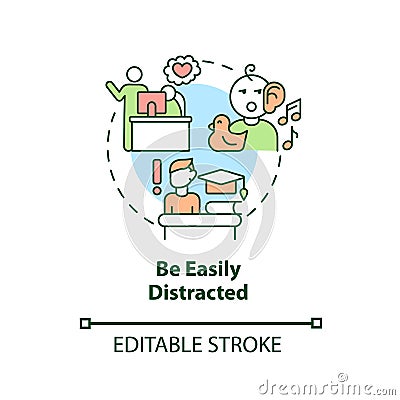 Be easily distracted concept icon Vector Illustration