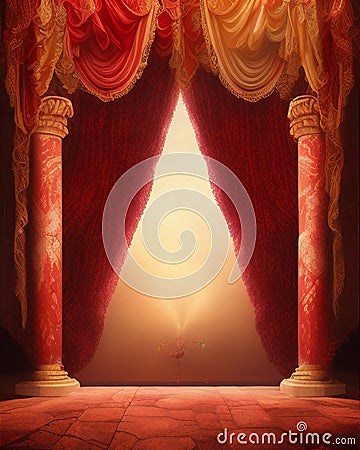 Be the main character of your life! Theatre and red curtains Stock Photo