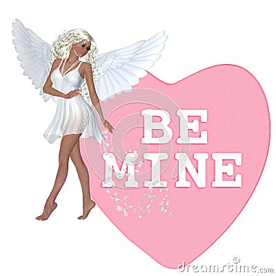 Be Mine Angel Valentine Candy Heart Stock Photo