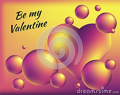 Be my Valentine. Colorful abstract background with heart and bright spheres Vector Illustration