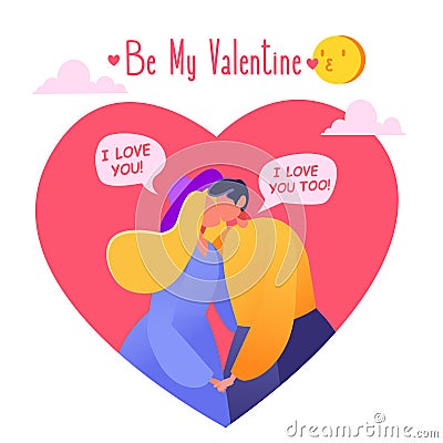 Romantic vector illustration on love story theme. Vector Illustration