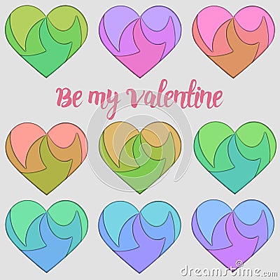 Be my Valentine stickers with multicolored hearts Stock Photo