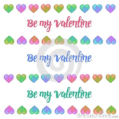 Be my Valentine stickers with multicolored hearts Stock Photo