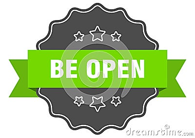 be open label. be open isolated seal. sticker. sign Vector Illustration