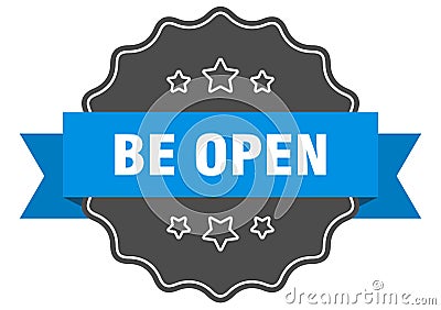 be open label. be open isolated seal. sticker. sign Vector Illustration