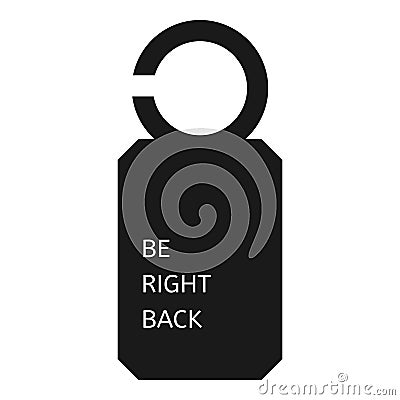 Be right back door tag icon, simple style Vector Illustration