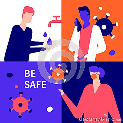 Be safe concept - flat design style illustration Vector Illustration