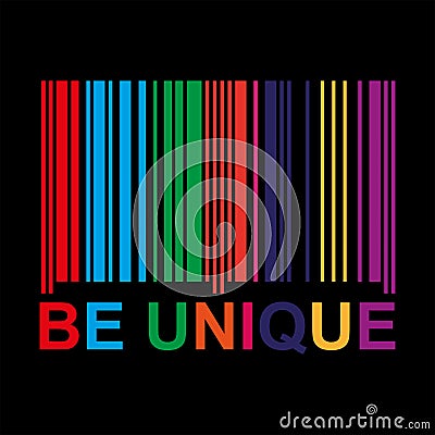 be unique with barcode on black Stock Photo