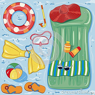 Beach accessories Vector Illustration