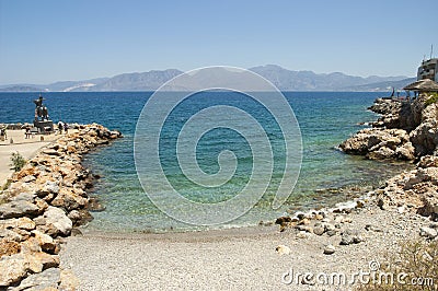 Beach in Agios Nikolaos, Crete island Stock Photo
