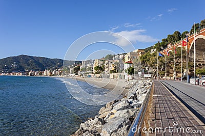 The beach of alassio, in the riviera di ponente coast Stock Photo