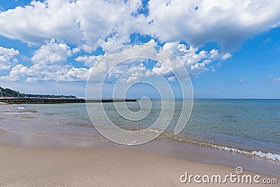 City Pionersky, Kaliningrad region. The beach along the Baltic Sea in sunny summer day Stock Photo